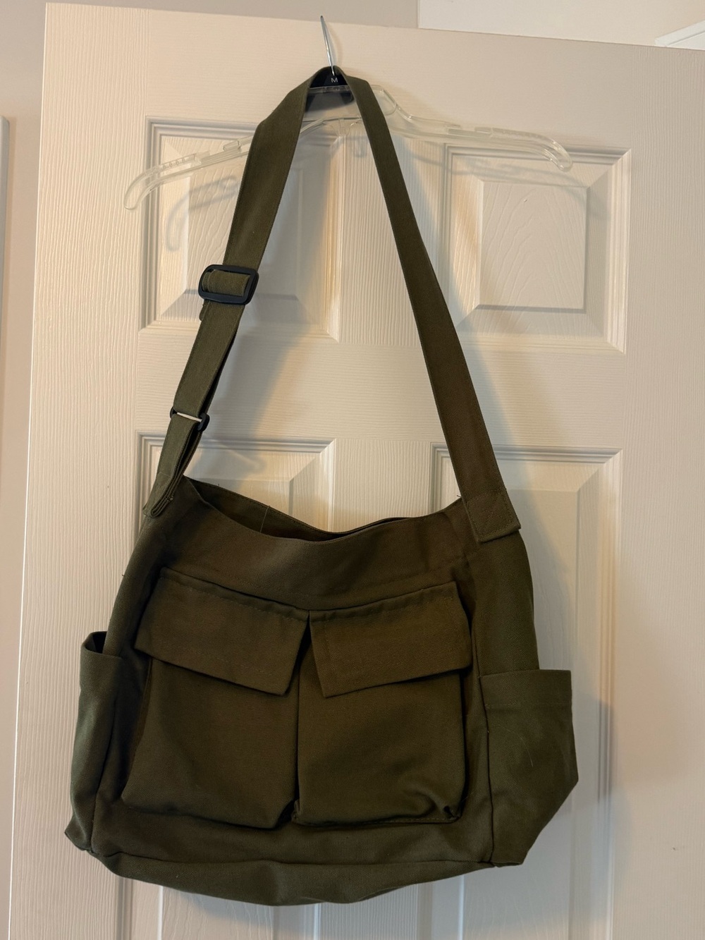 Olive Green Canvas Messenger Bag